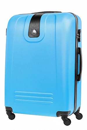 Trolley LONDON Flugkoffer Reisegepäck ABS-Hartschale 4-Rollen Gross Grösse XL (Cyanblau)