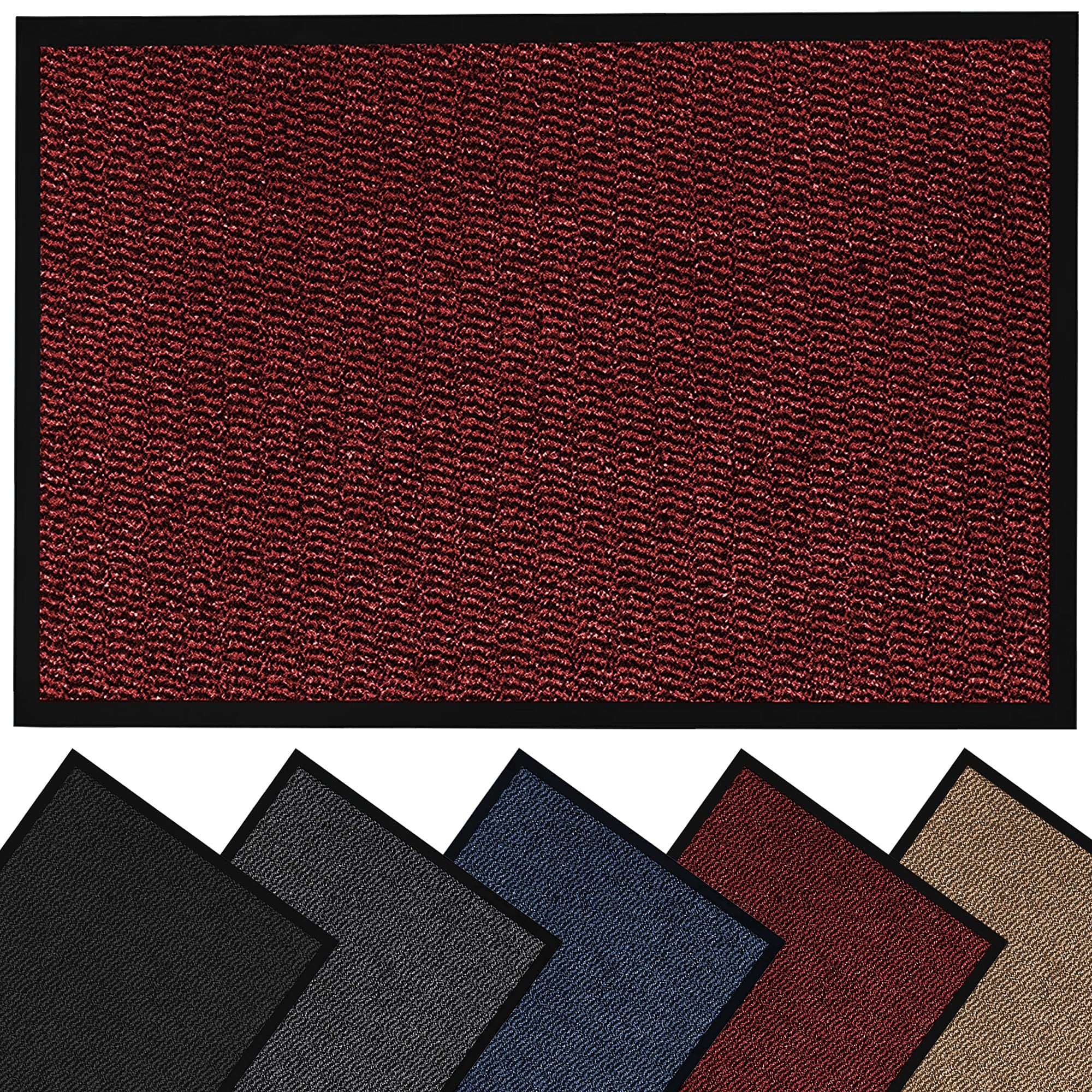 HOUSEGADS Door Mats Indoor And Outdoor Rugs - Anti-Slip Door Mat Carpet - Non Slip Outdoor Rubber Mat - Washable Indoor Floor Mats - Kitchen Mat Non Slip Rugs (Red, 40 X 60)