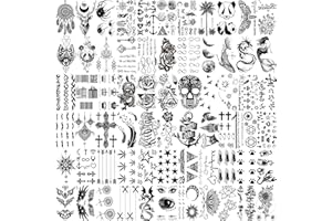 VANTATY 66 Sheets 3D Small Black Temporary Tattoos For Women Men Waterproof Fake Tattoo Stickers For Face Neck Arm Children Flower Birds Star Realistic Tatoo Kits For Boy Girls Adults