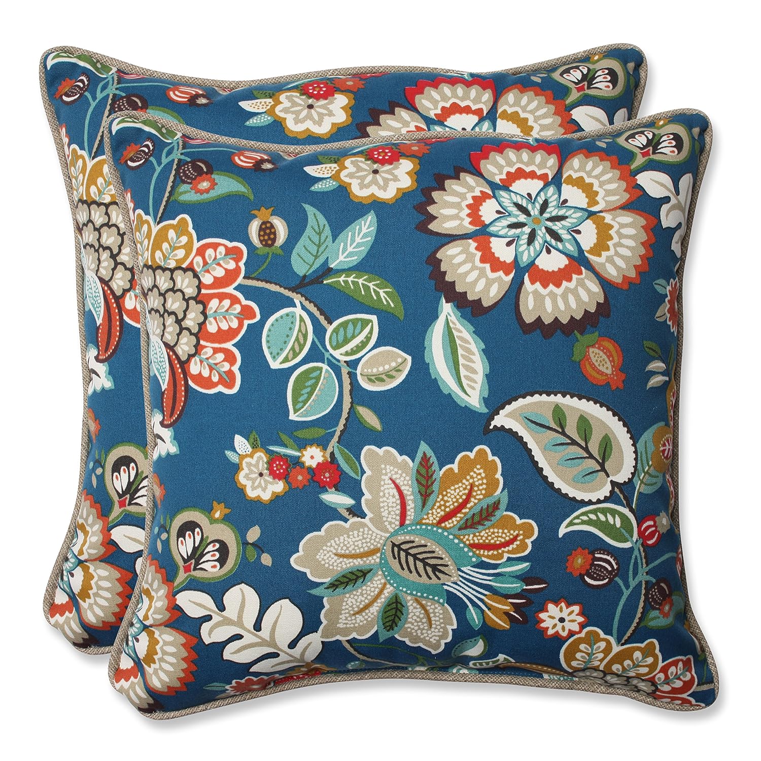 Pillow Perfect 573342 Outdoor Telfair Throw Pillow, Set of 2, 18.5", Blue
