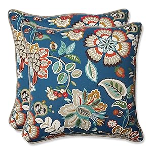 Pillow Perfect 573342 Outdoor Telfair Throw Pillow, Set of 2, 18.5", Blue