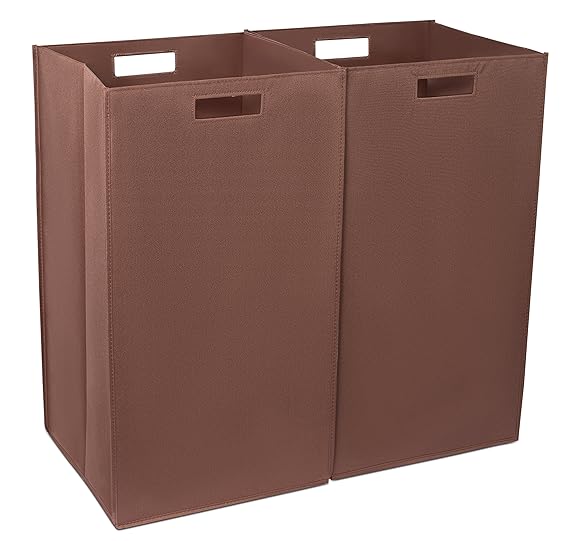 Internet's Best Collapsible Laundry Hamper | Set of 2 | Dirty Clothes Sorter with Handles | Magnetic Side | Easy Storage | Folding | Brown