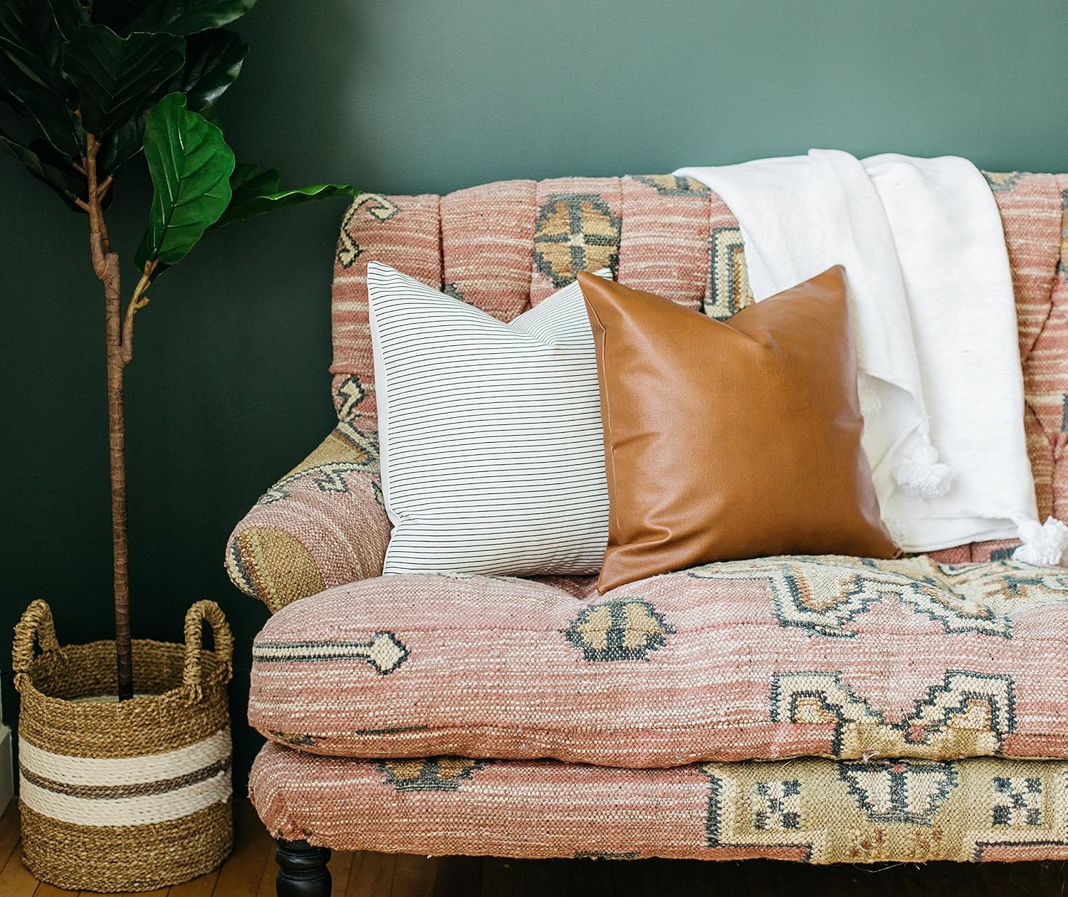 Woven Nook Decorative Throw Pillow Covers ONLY for Couch, Sofa, or Bed