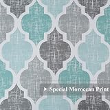 Beauoop Teal Grey Blackout Curtains 72 Inch 2 Panels Geometric Lattice Moroccan view 6