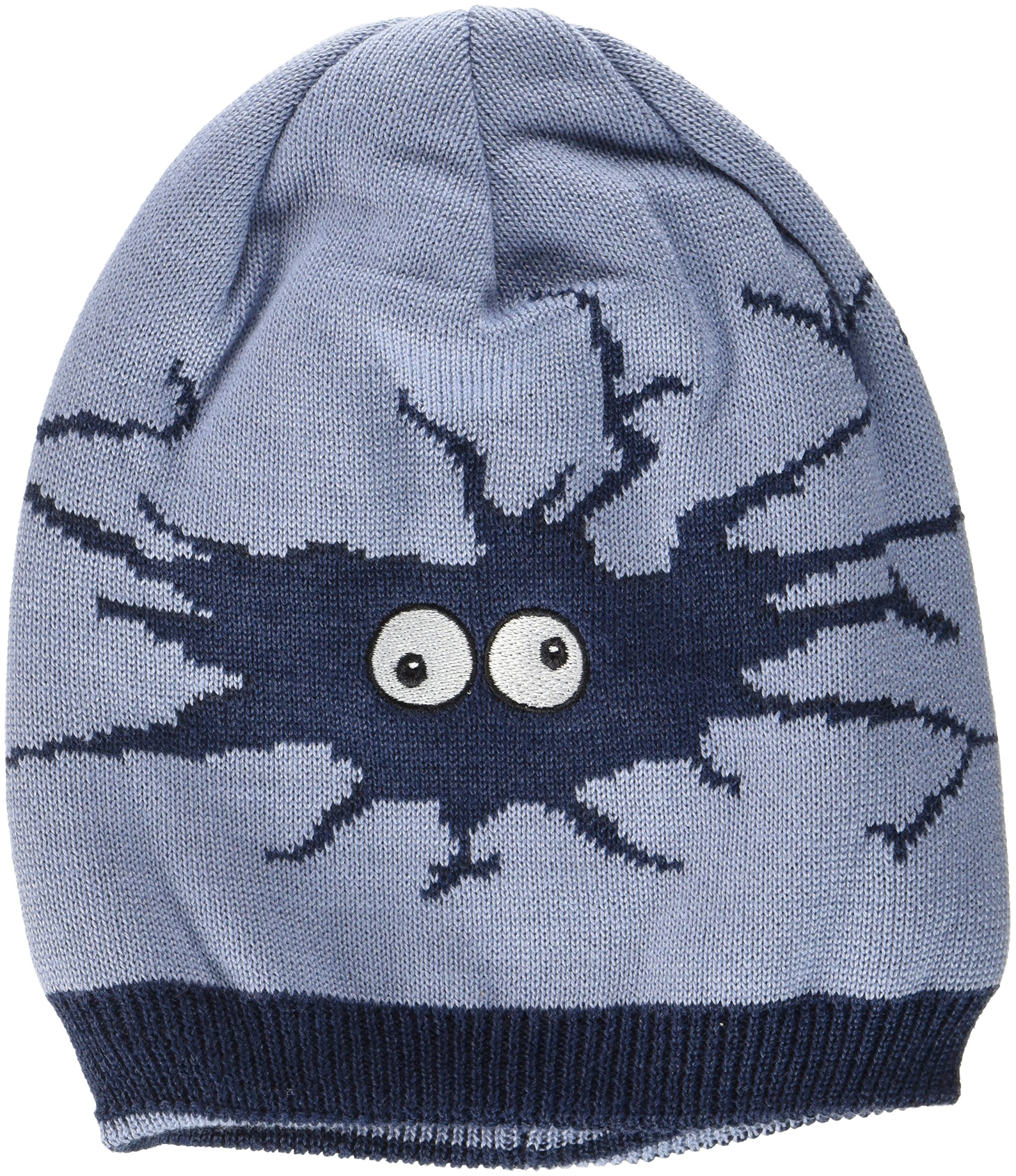 maximo Knitted Reversible Beanie in Denim Blue with Monster Reversible Side Striped, Multicoloured (Denim/Navy 4048), 49/51 cm