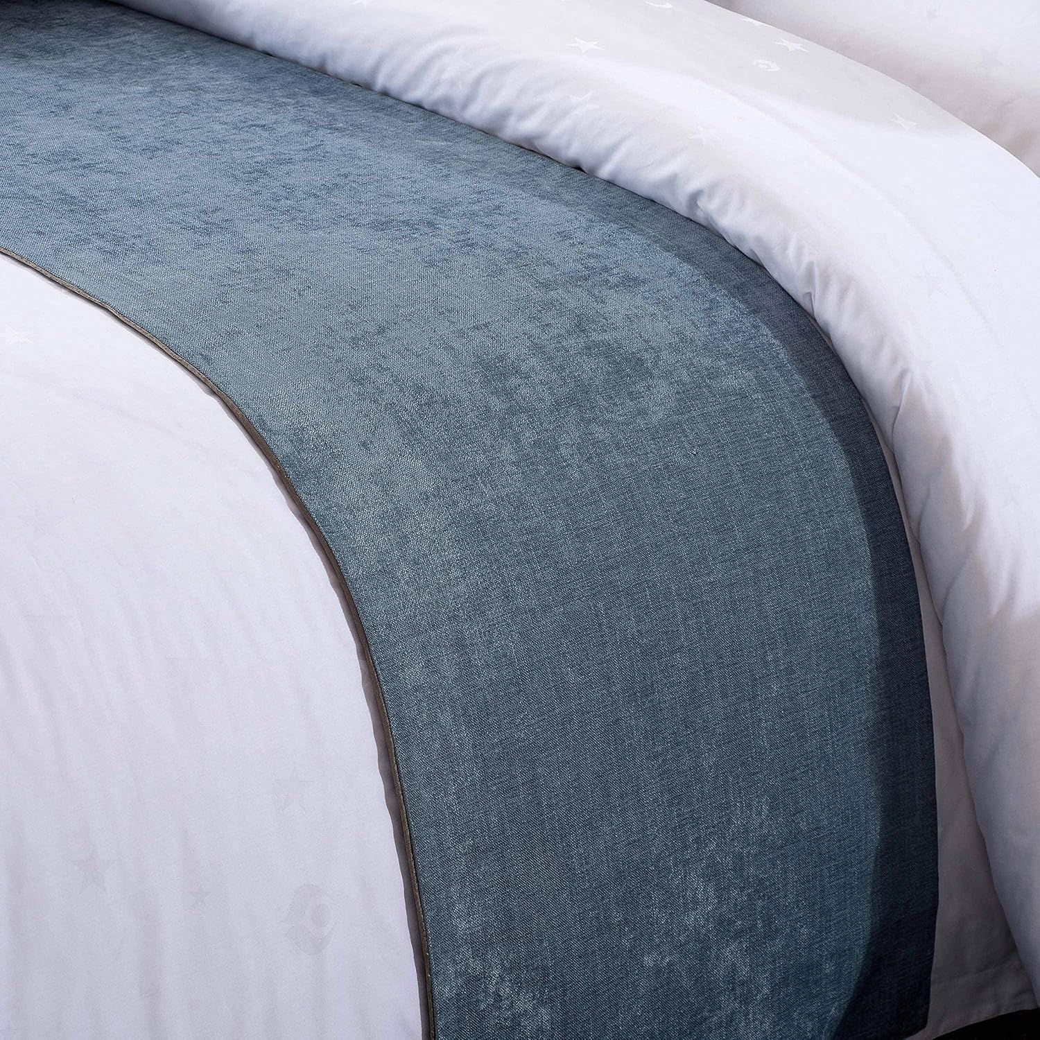 OSVINO Bedloper 1x stuks chenille eenkleurig pluizig warmtebehoud beddenlaken voor bank slaapkamer hotelkamer (210x 50cm voor 150cm bed, blauw OSVINO Bedloper 1x stuks chenille eenkleurig pluizig warmtebehoud beddenlaken voor bank slaapkamer hotelkamer (210x 50cm voor 150cm bed, blauw
