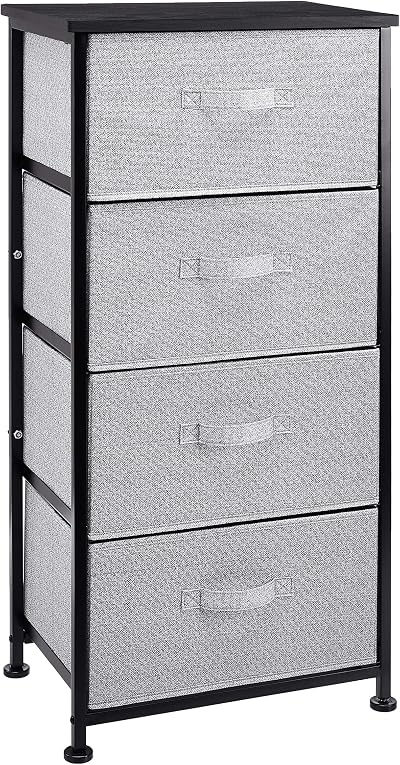 Amazon Basics Fabric 4-Drawer Storage Organizer Unit Black 30 x 46.5 x 94 cm