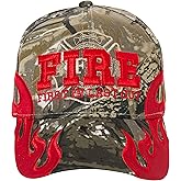 First in Last Out Fire Rescue Flames Baseball Cap with Adjustable Strap
