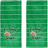 SKL Home Fall/Autumn Football is My Favorite Season 100% Cotton Embroidered 2pc Hand Towel Set, Decorative for Bath/Kitchen/Bar & Gift, Green