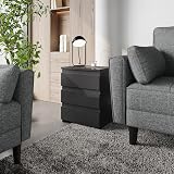 Yaheetech Bedside Table with 3 Drawers Black Wooden Nightstand 35x45x60.5 cm view 8