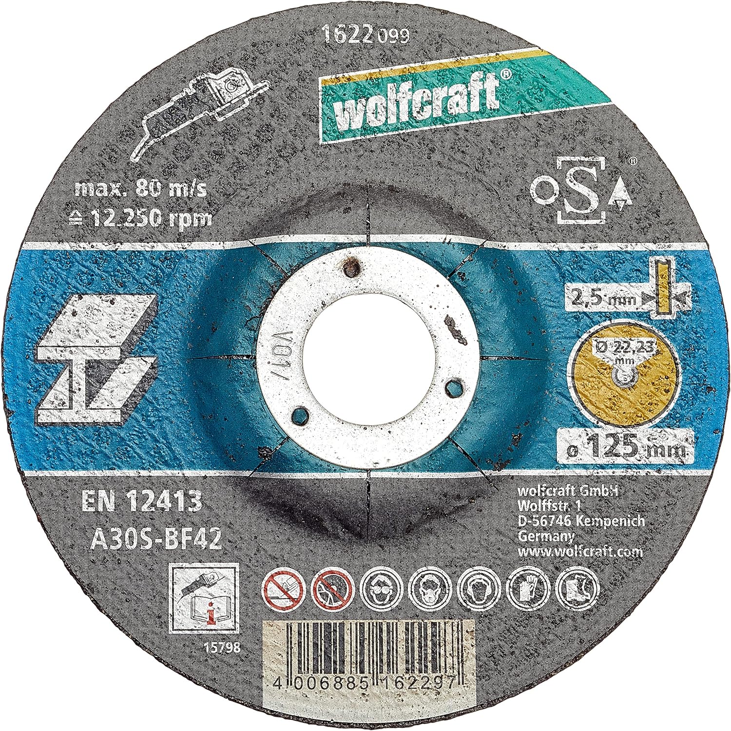 wolfcraft Cutting Disc for Metal Depressed Centre I 1622300