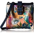 Anna By Anuschka Borsa A Spalla In Pelle Dipinta A Mano - Farfalla Rosa - Organizer Piccolo, Fatto A Mano