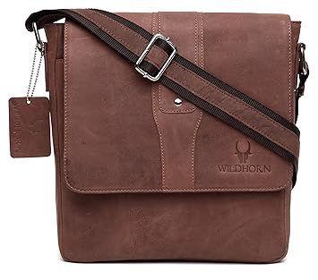 WildHorn Leather 25.4 cms Brown Messenger Bag (MB243)