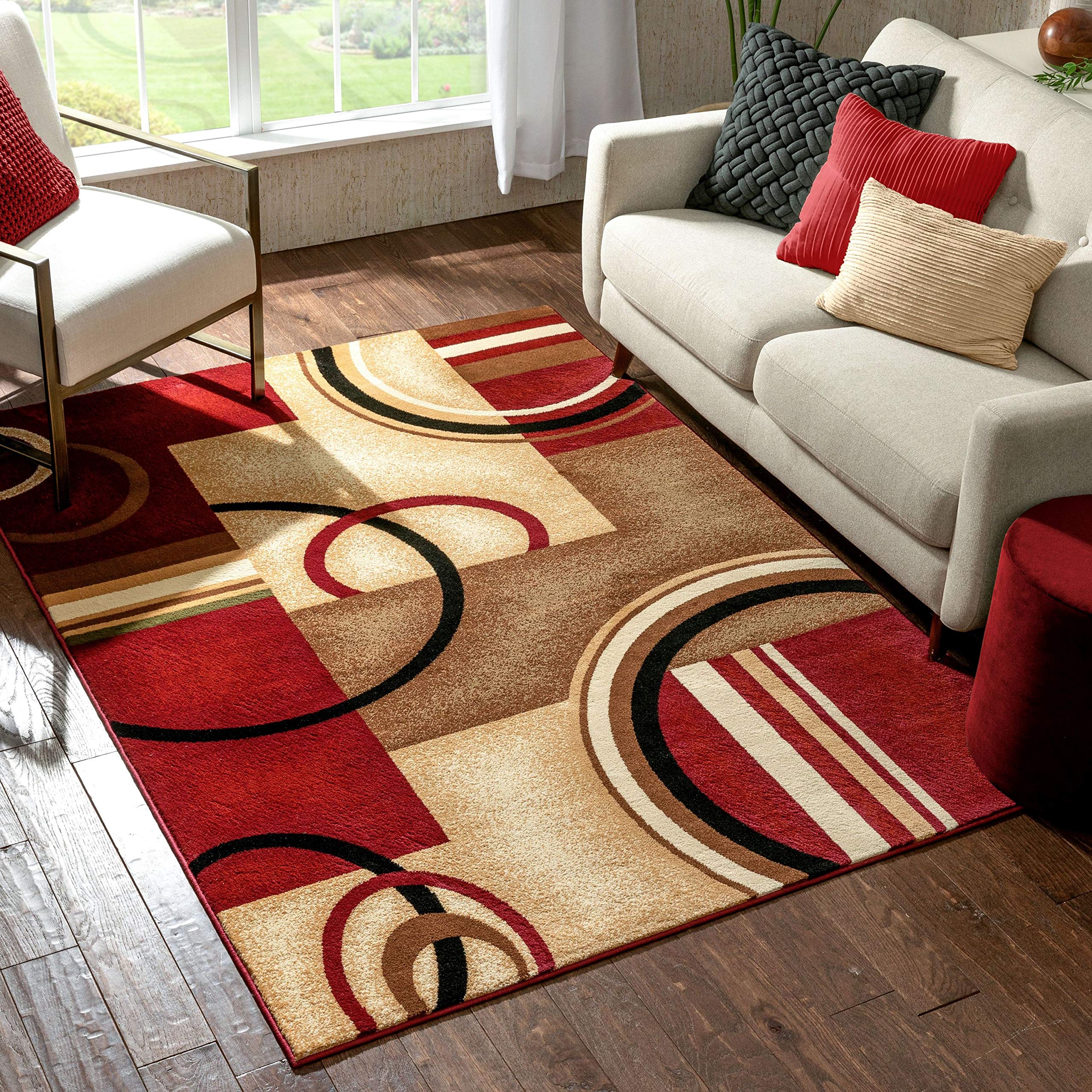 7'10" X 9'10" Well Woven Barclay Arcs & Shapes Red Modern Geometric Area Rug 7'10" X 9'10"