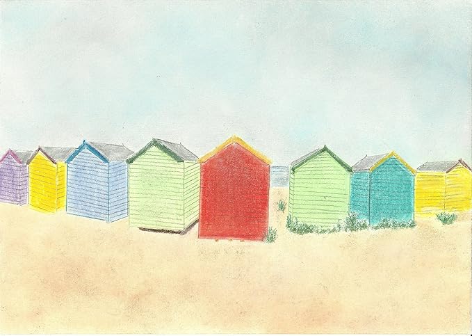 Diseño de casetas de playa con colores brillantes Pastel tizas para