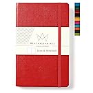 Minimalism Art | Classic Notebook Journal, Size: 5" X 8.3", A5, Red, Dotted Grid Page, 192 Pages, Hard Cover/Fine PU Leather, Inner Pocket, Quality Paper - 100gsm | Designed in San Francisco