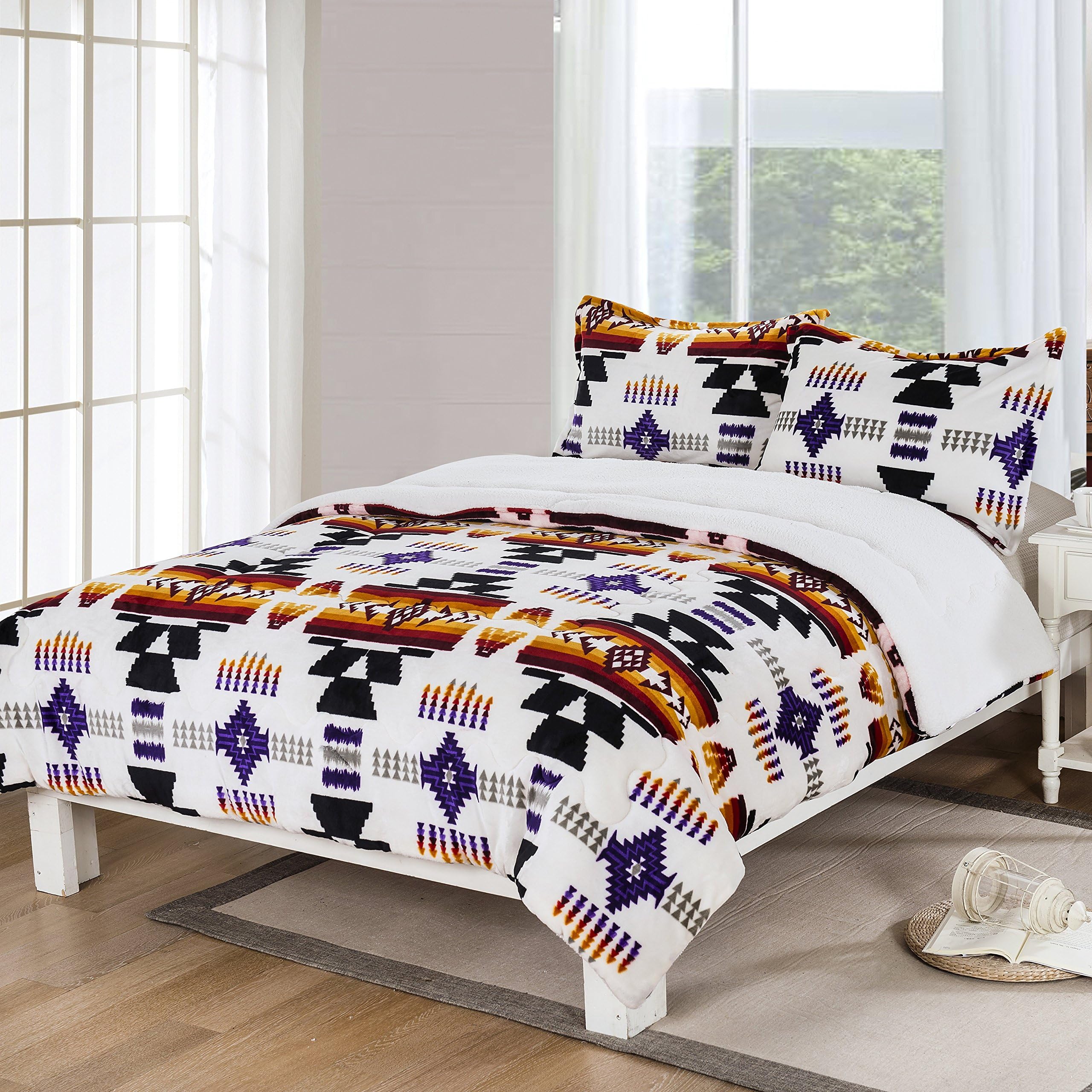 Nu Trendz SignatureSouthwest Design (Navajo Print) Queen Size 3pcs Set 16112 White