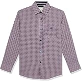 Isaac Mizrahi Boys' 4 Way Stretch Circle Pattern Button Down Shirt