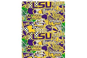SYKEL ENTERPRISES LSU Graffiti Printed Cotton Fabric with POP Art-Newest Pattern-NCAA Cotton Fabric