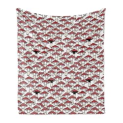 Ambesonne Mushroom Throw Blanket, Toadstool