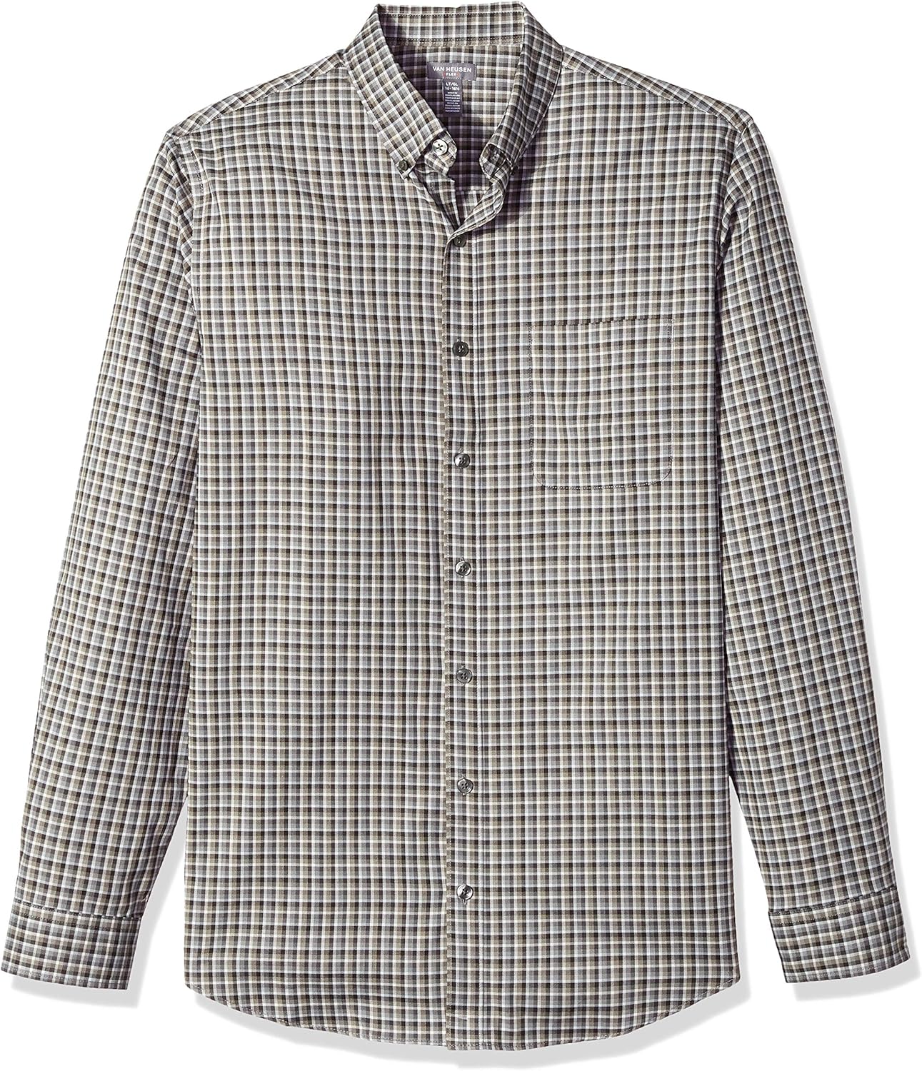 Van Heusen Men's Big and Tall Flex Long Sleeve Button Down Stretch Plaid Shirt at  Men’s Clothing store