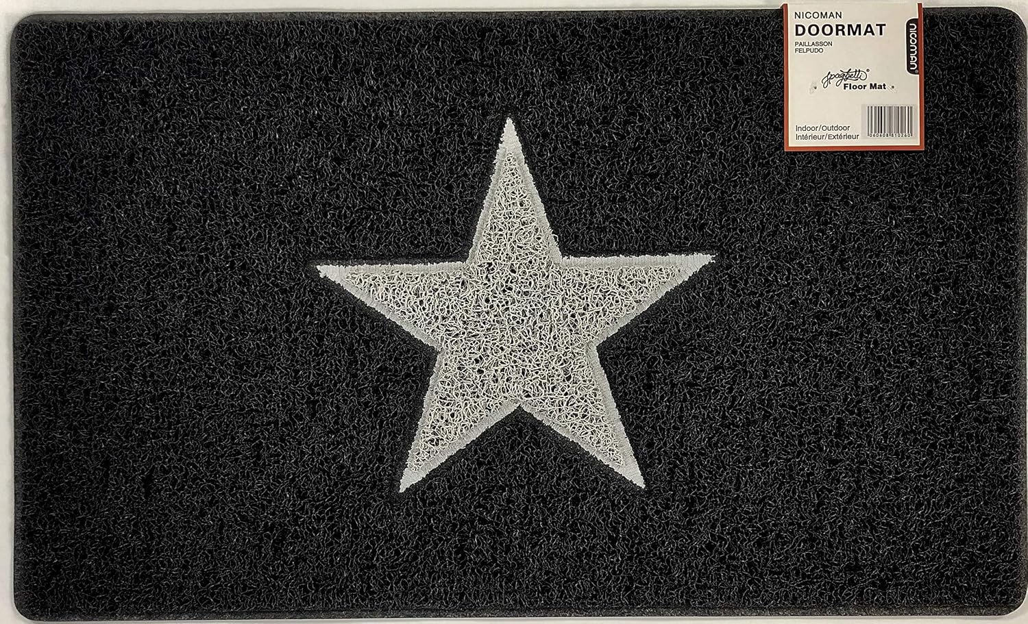 Nicoman STAR Door Mat|Entrance Barrier Dirt-Trapper Floor Mat|Patio Garden Conservatory Doormat|Indoor Outdoor Matt (75x44cm,Black with Grey Star)