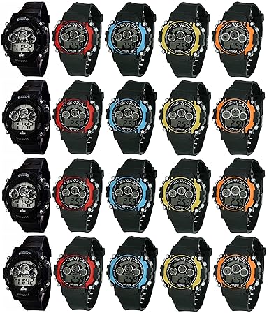 LEMONADE Multifunction 7 lights Unisex Digital Sports Band Black Dial Boys and Girls Watch - SPORTS555-GH