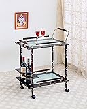 Coaster Traditional Merlot Serving Cart with Frosted Glass Top and Casters