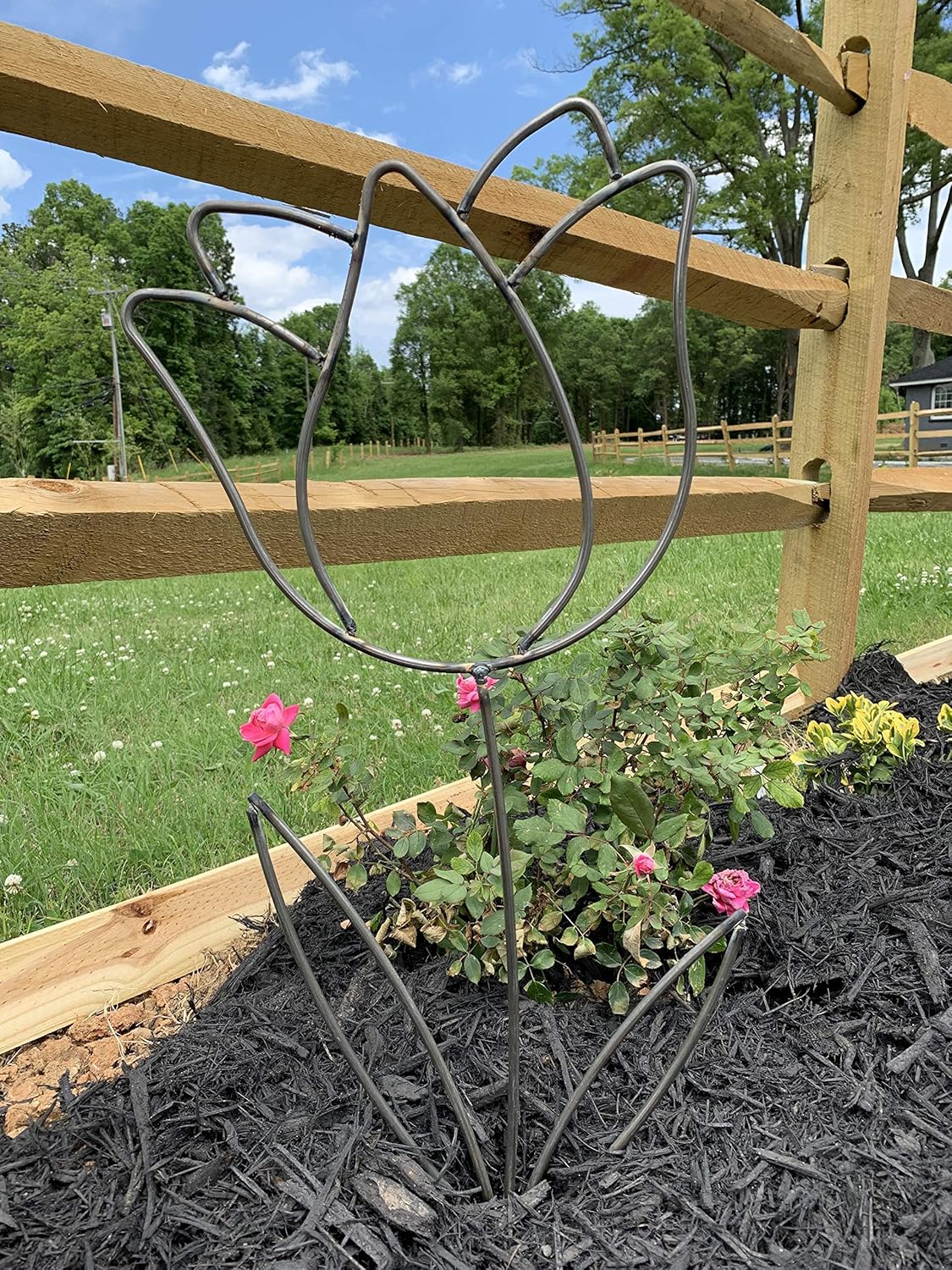 Garden Stake Tulip Flower Metal Wire Lawn