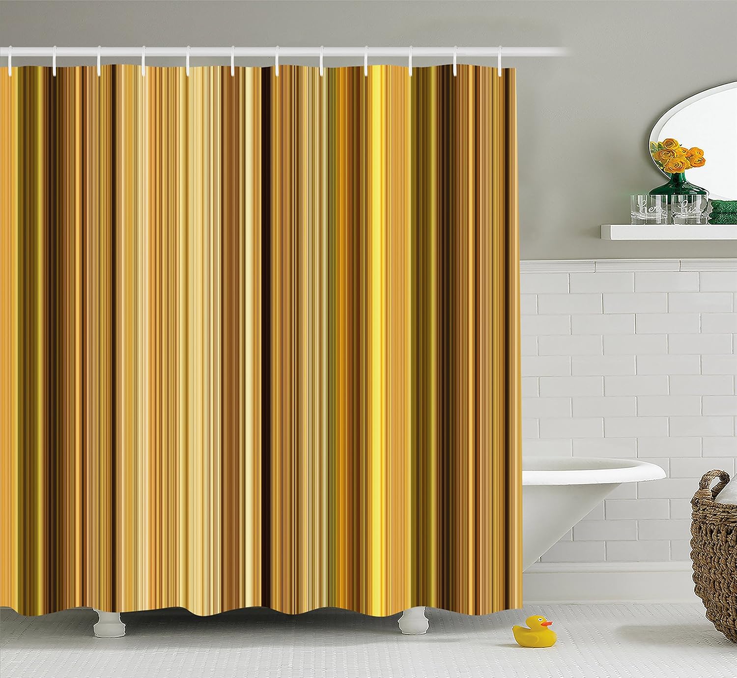 Amazon Com Lunarable Yellow And Brown Shower Curtain Abstract