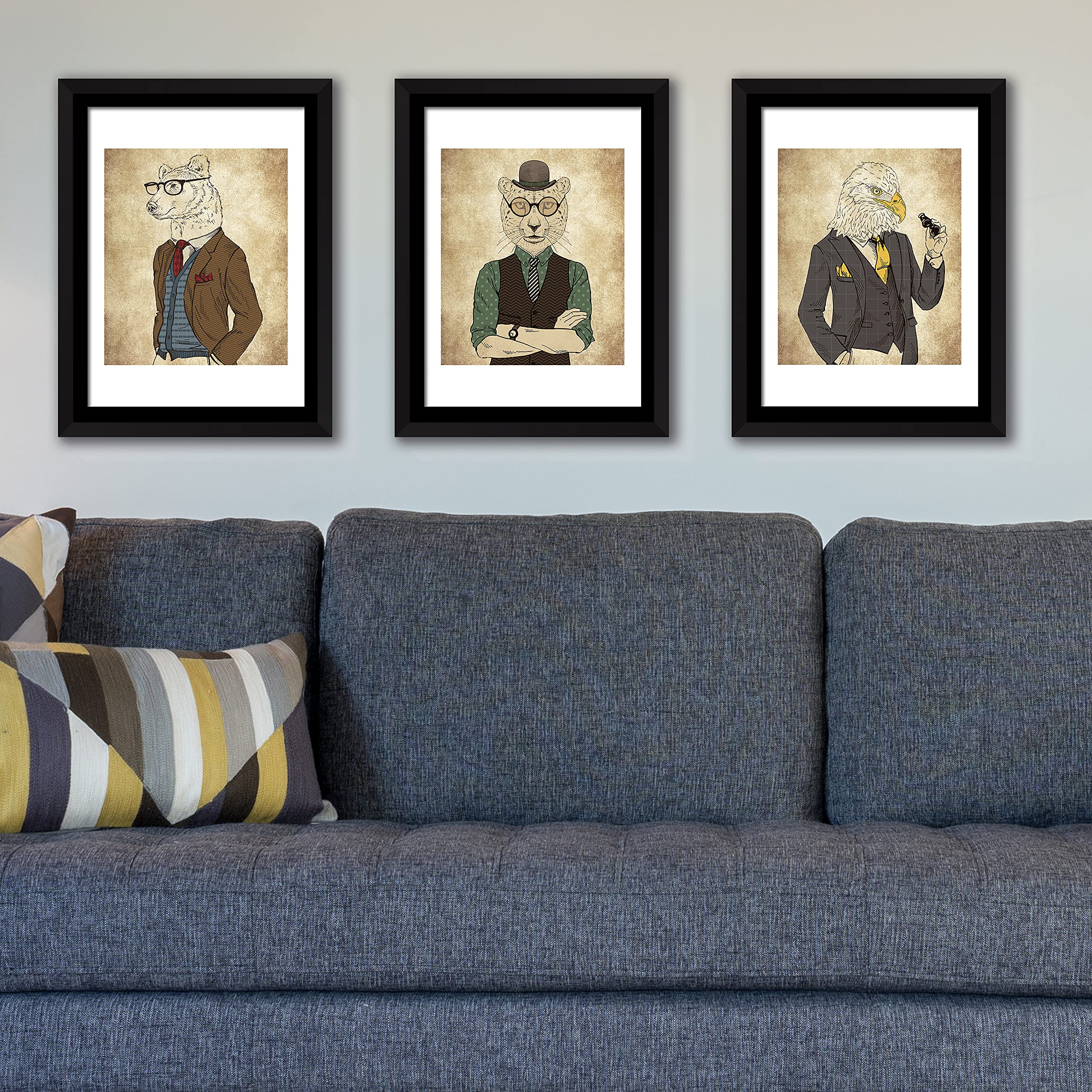 Walplus Animals Fashion Wall Art Frame, Vinyl, Multi-Colour, 42.6 x 32.6 x 1.5 cm