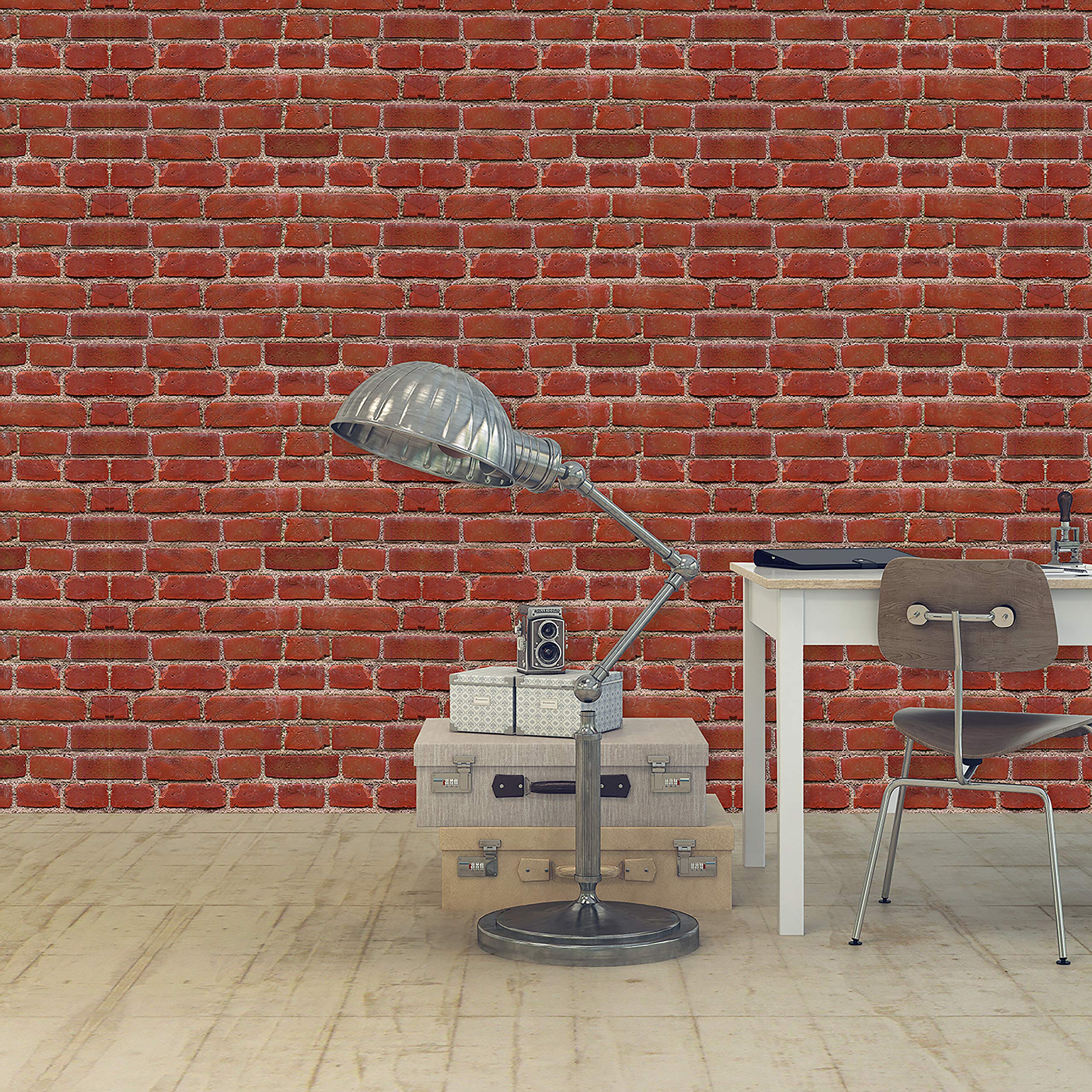 Walplus 4WM10003 Wall Stickers "Flexiplus Vintage Brick Wall" Removable Self-Adhesive Art Decal Murals Nursery Restaurant Cafe Hotel Building Office Home Decoration, Pack of 4