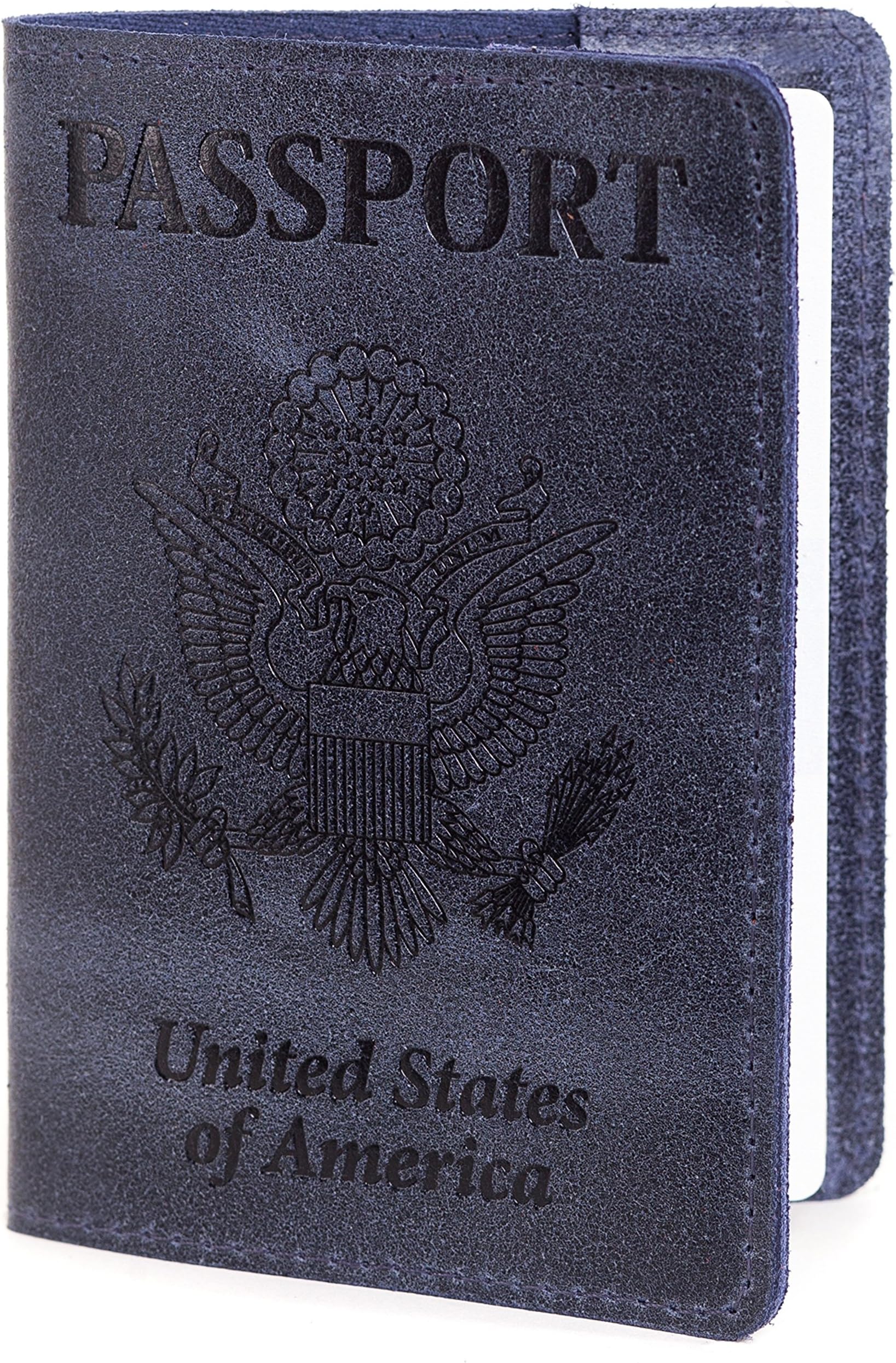 Leather Passport Cover - Passport Holder - Passport Case for Men & Women (Blue Ocean)