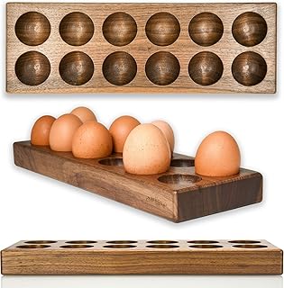 charlique® Eierbehälter – handgemachte Eierbox für 12 Eier – luxuriöse Eier Aufbewahrung - Dein genialer Eierhalter aus massivem Nussholz – Fast zu schade für den Kühlschrank