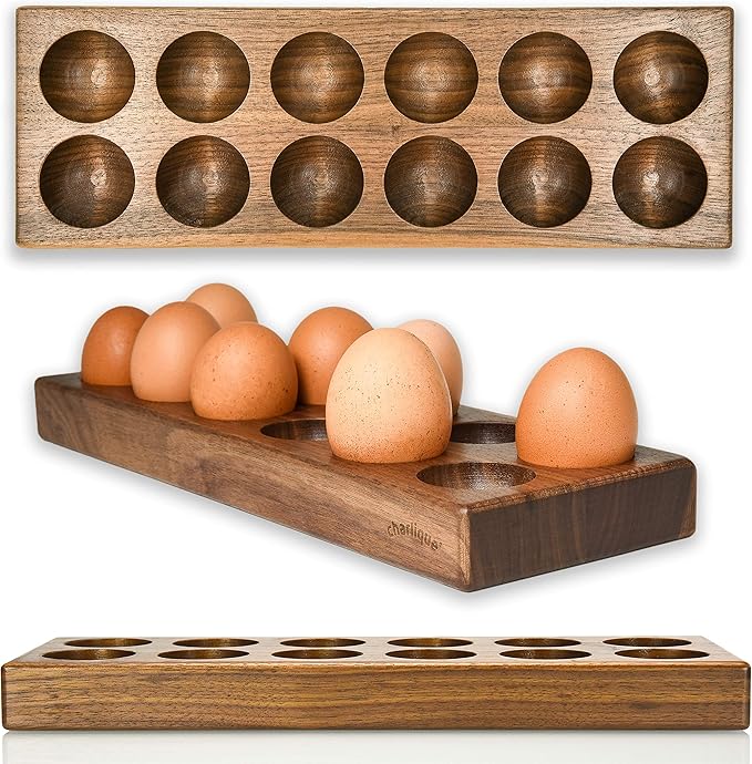 Eierregal 3-Ebenen Aus Bambus - Stapelbar Für 36 Eier Inkl. Schneebesen