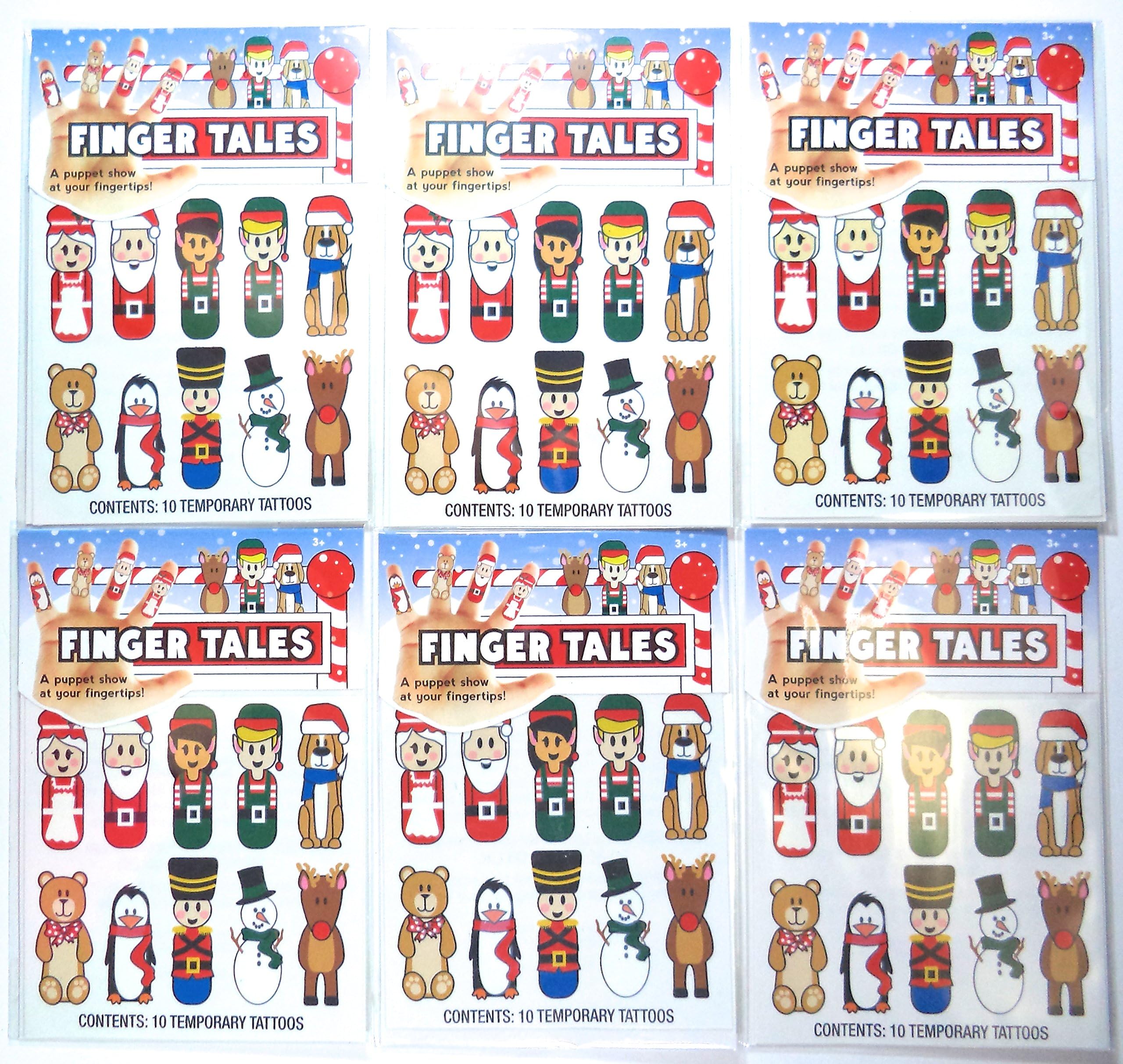 Finger Tales Finger Puppet Temporary Tattoos, Pack of (6). (Christmas)