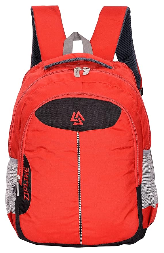 ZIPLINE Unisex Casual Polyester 38 L Backpack School Bag Women Men Boys Girls Children Daypack College Bag Weekend Bag (Red)