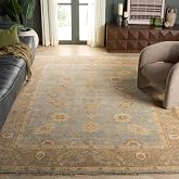 SAFAVIEH Oushak Collection Area Rug - 9' x 12', Light Blue &amp; Beige, Hand-Knotted Traditional Oriental Wool, Ideal for High Traffic Areas in Living Room, Bedroom (OSH124A)