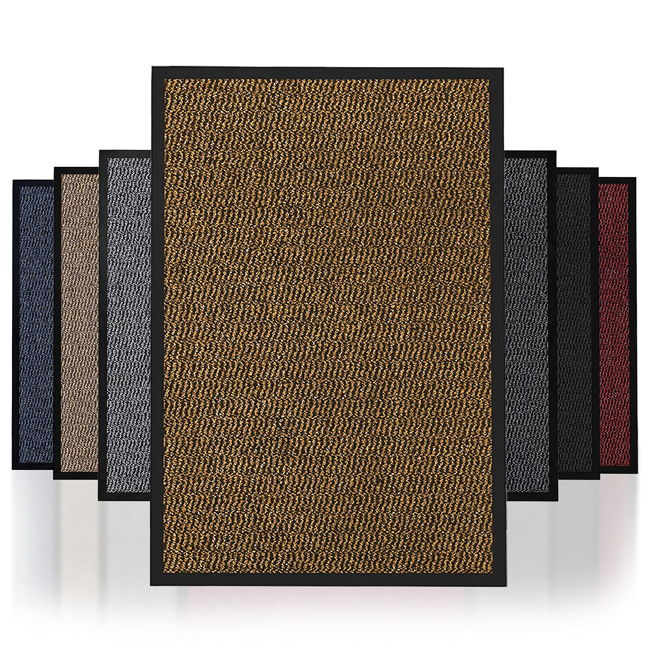 NAUSHA Best Price Dirt Trapper Door Mat Heavy Duty indoor & outdoor Rubber Non-Slip Floor & Kitchen Barrier Mat Easy Clean Absorbent Soft Feel Entrance Rug Shoes Scraper Floor Mat (Brown, 40x60 cm)