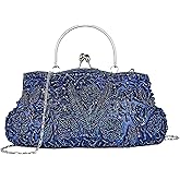 KISSCHIC Women's Evening Handbags Vintage Beaded Sequin Design Clutch Purse for Wedding