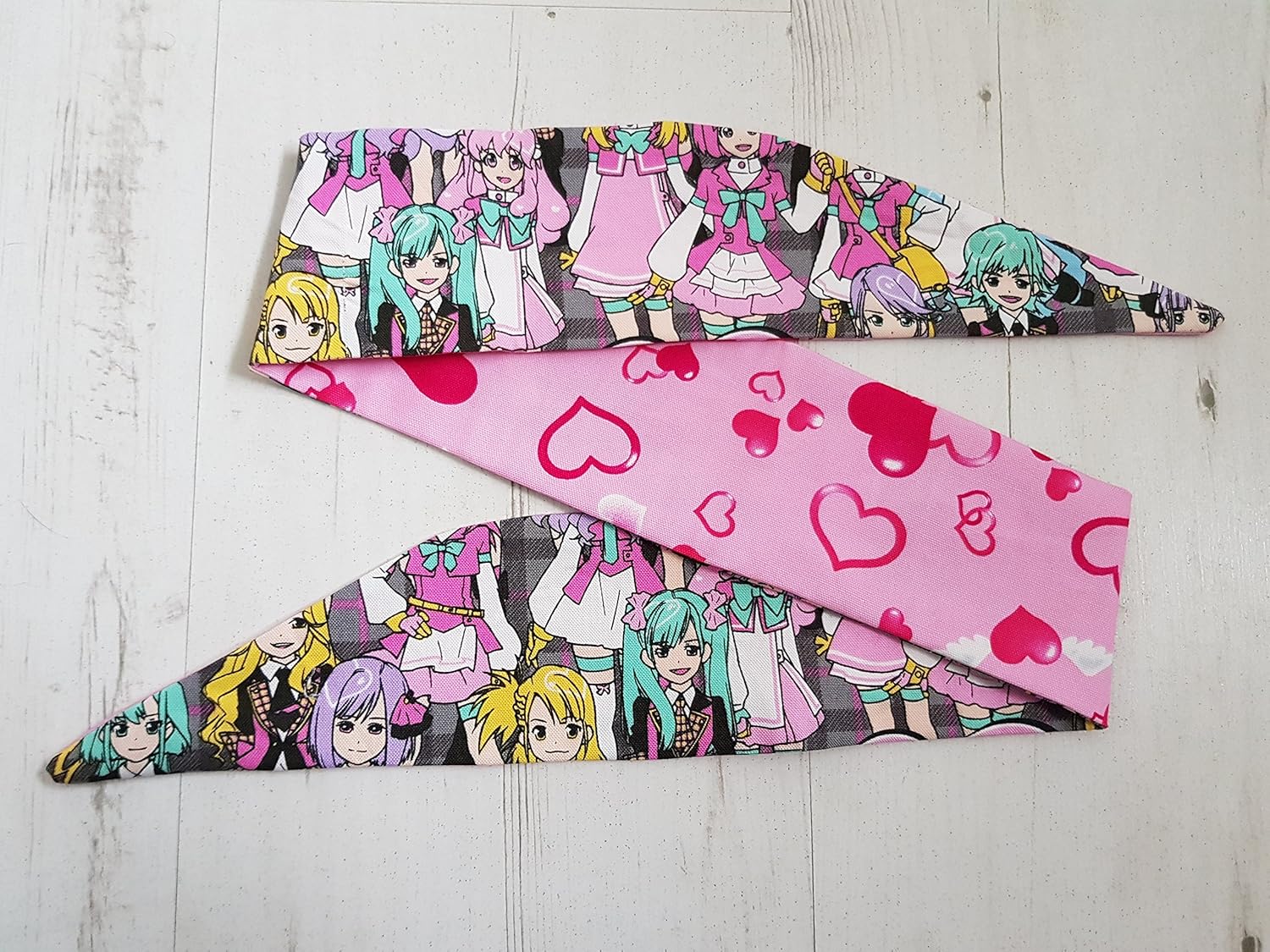 50s Reversible I Heart Anime Head Scarf With Wire Or Not Vtg
