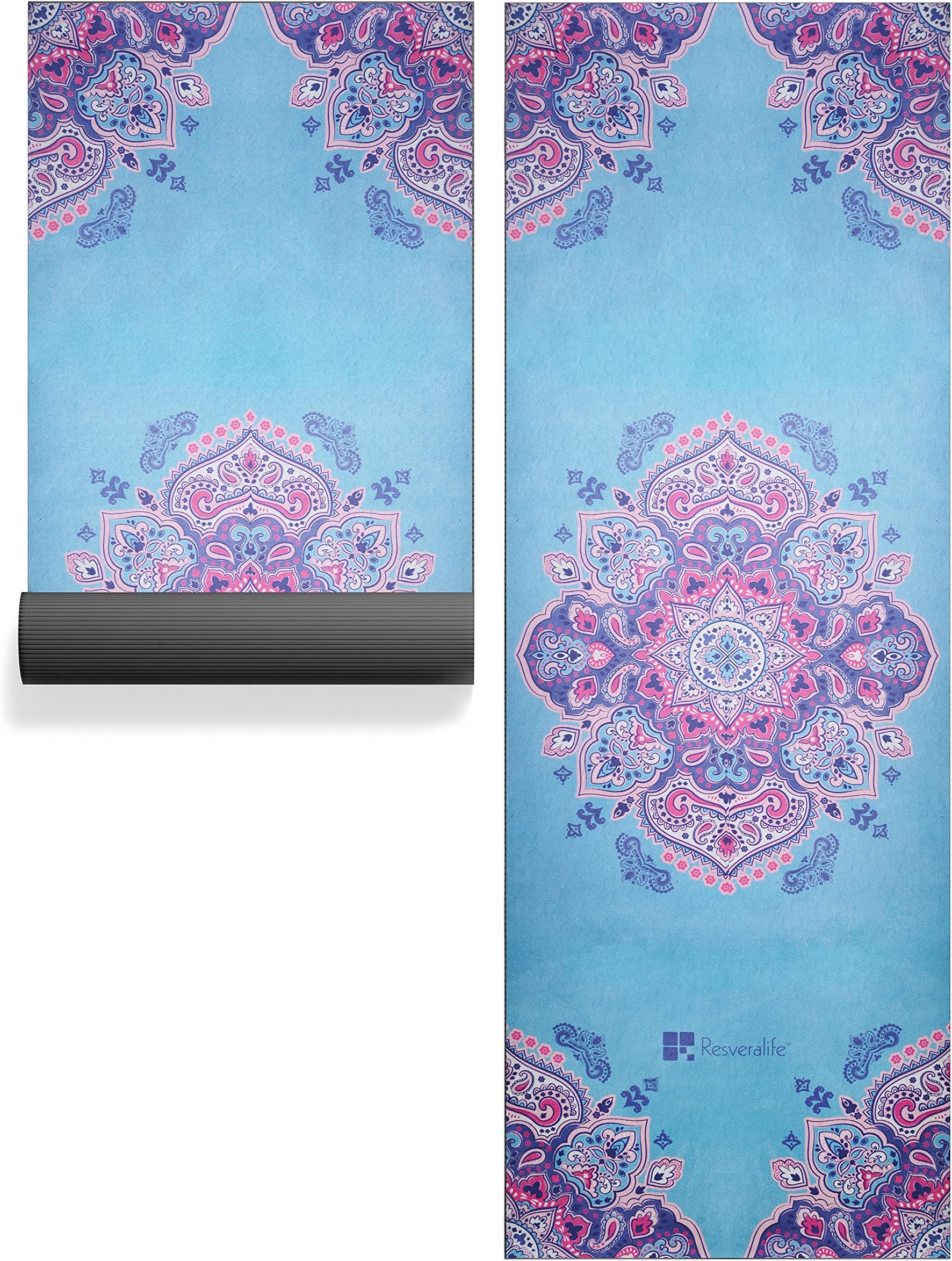 Resveralife Mandala Yoga Mat, Luxury Non-Slip Exercise Mats to Put You in a Sacred Space No Matter Where You Are