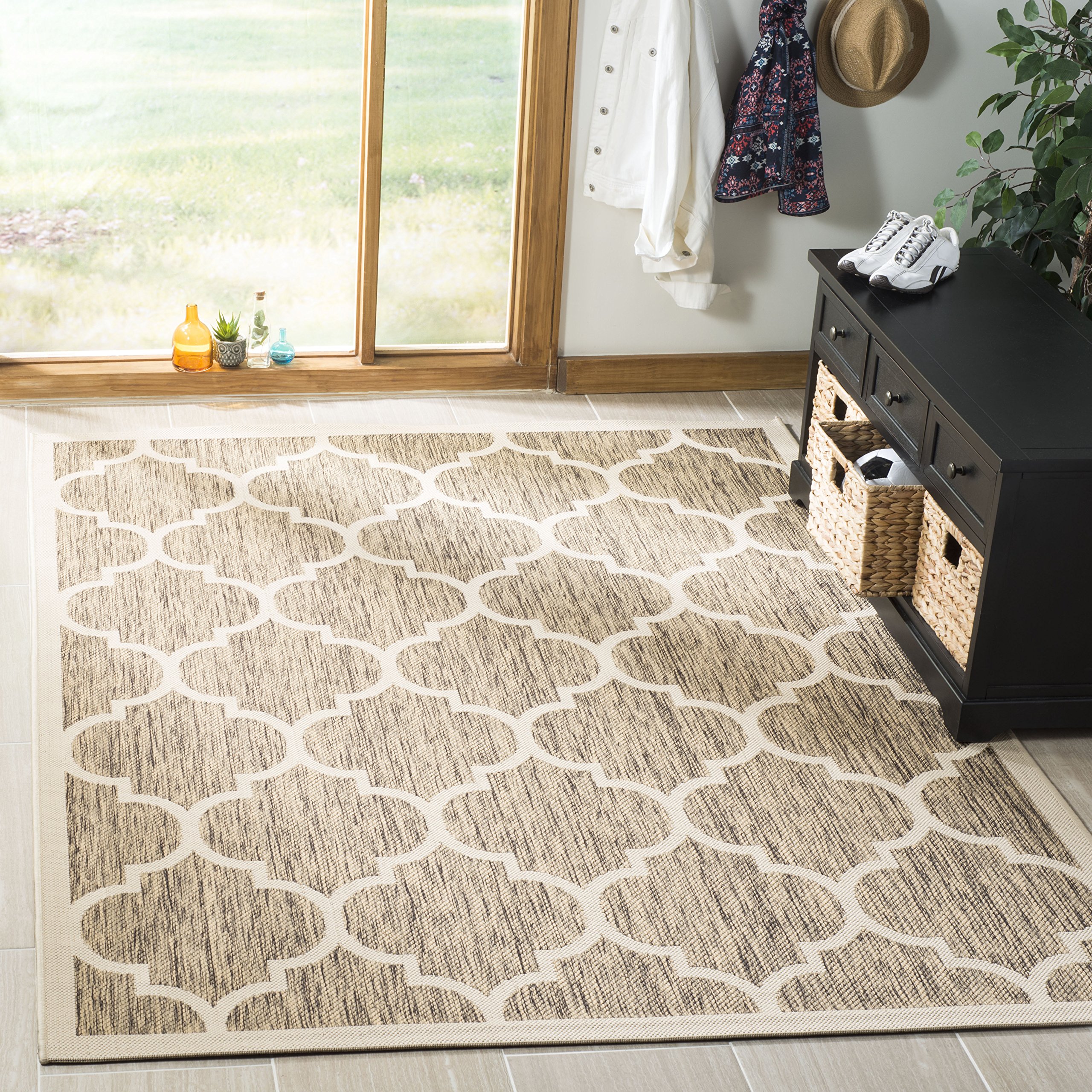 Safavieh Trellis Indoor/Outdoor Woven Rectangle Area Rug, Courtyard Collection, CY6914, in Brown / Bone, 79 X 152 cm for Garden, Patio or Any Outdoor Space