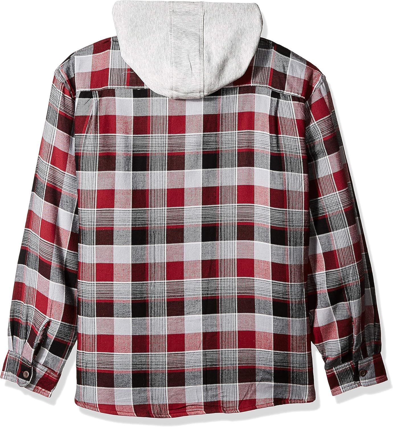 Wrangler Authentics Men's Long Sleeve Quilted Lined Flannel Shirt Jacket with Hood, Total Eclipse With Heather: Clothing