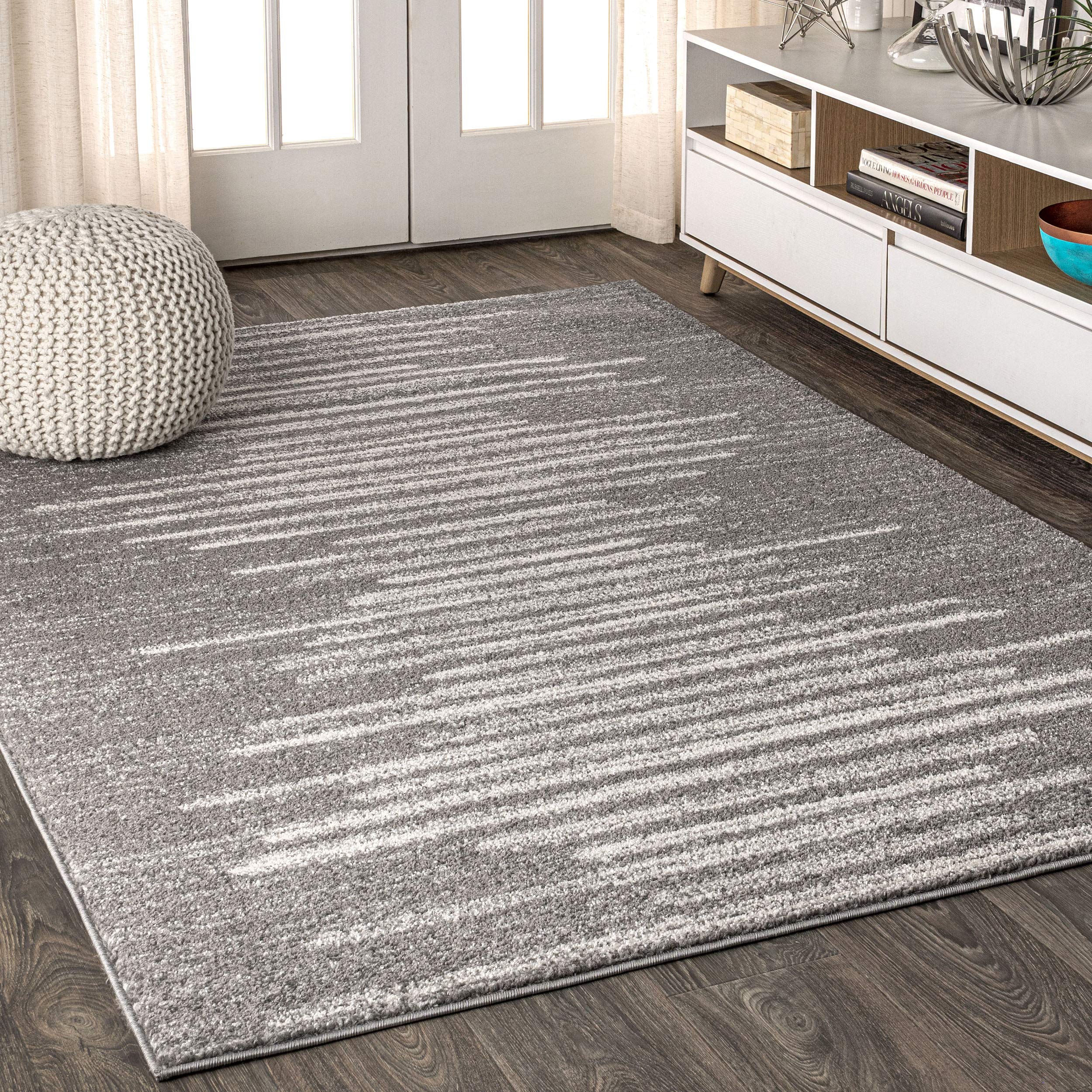 Photo 1 of **DIRTY FROM TRANSPORT **JONATHAN Y MOH205B-8 Aya Berber Stripe Geometric Indoor Farmhouse Area Rug Bohemian Minimalistic Striped Easy Cleaning Bedroom Kitchen Living Room Non Shedding, 8 X 10, Gray,Cream