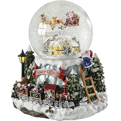 Boule De Neige Musical Père Noël Avec Cadeaux 100mm