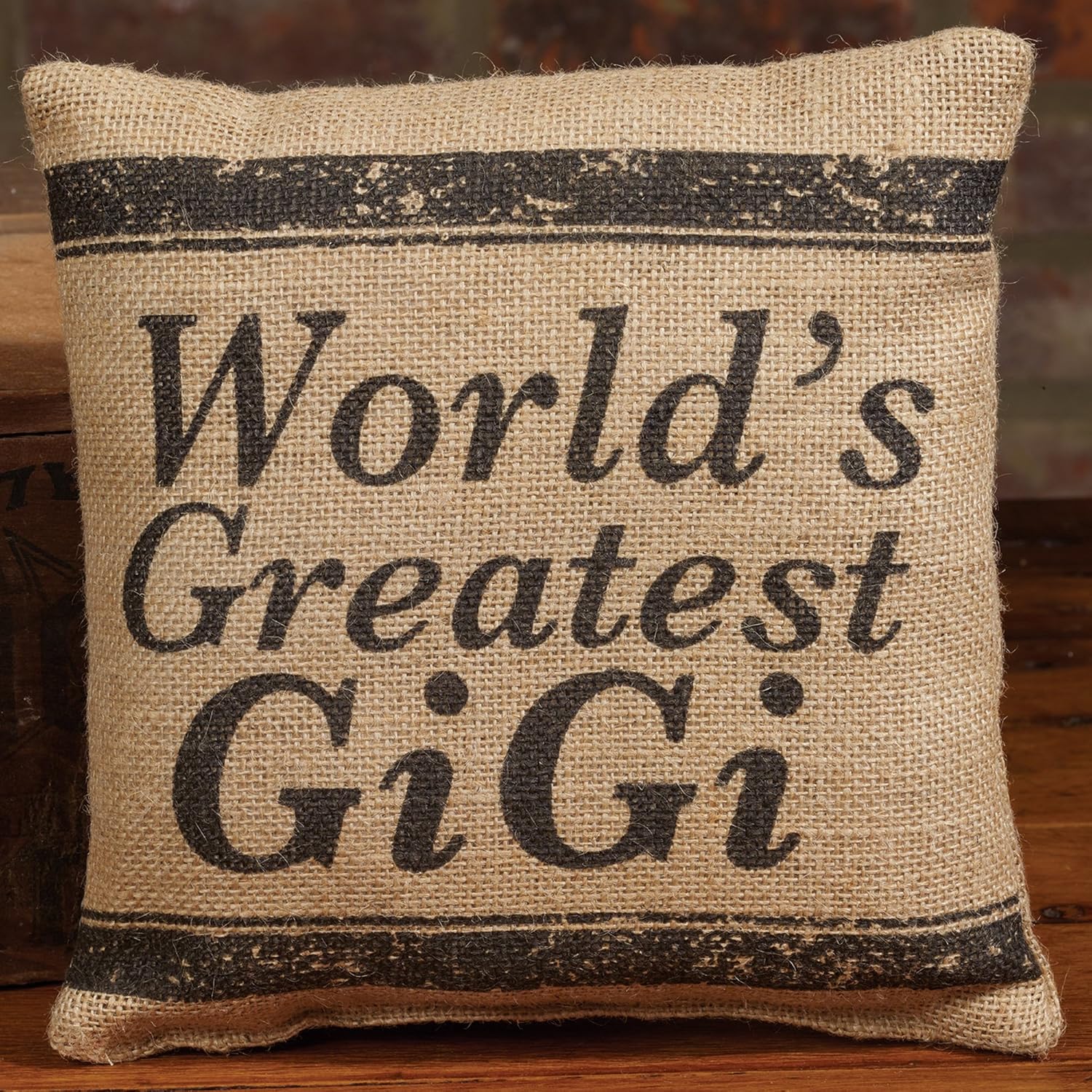 Amazon Com World S Greatest Gi Gi Small Burlap Pillow 8 X 8