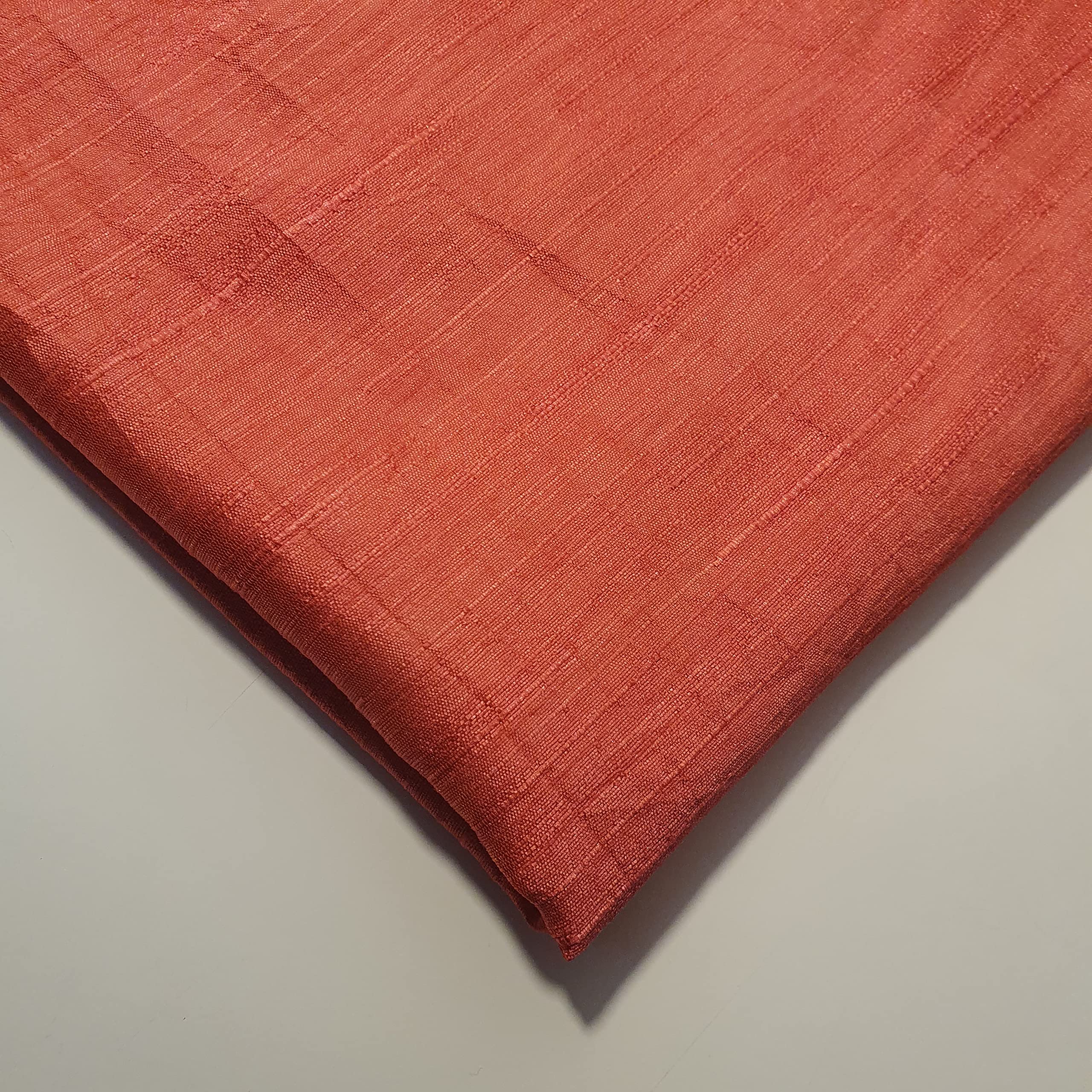 Plain Dyed Slub Shot Faux Dupion Raw Silk Craft Fabric Suitable for Dressmaking, Wedding, Prom - Dress Craft Fabric Material 44" - 112 cm Wide Sold As 1 Meter Pre - Cut Lengths (Coral)
