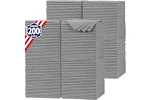 FIXSMITH Shop Towels, Pack of 200, Grey Microfiber Cleaning Cloth Bulk, Microfiber Towels for Cars, All-Purpose Absorbent Cleaning Rags, Dust Cloth for Automotive, Mechanic, Garage, 11.5 x 11.5 inch