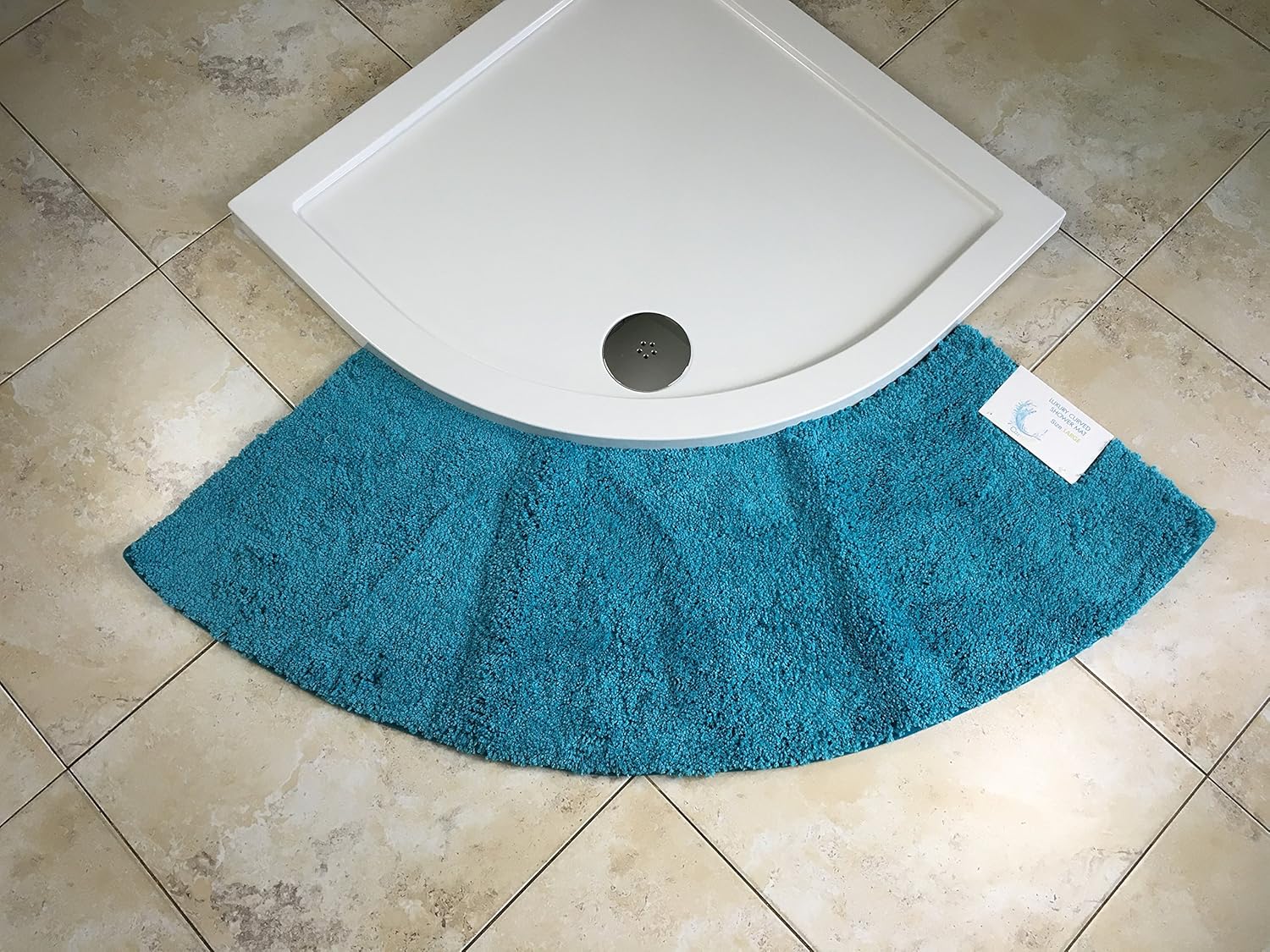 Cazsplash Quadrant Large Curved Shower Mat (Teal) BigaMart